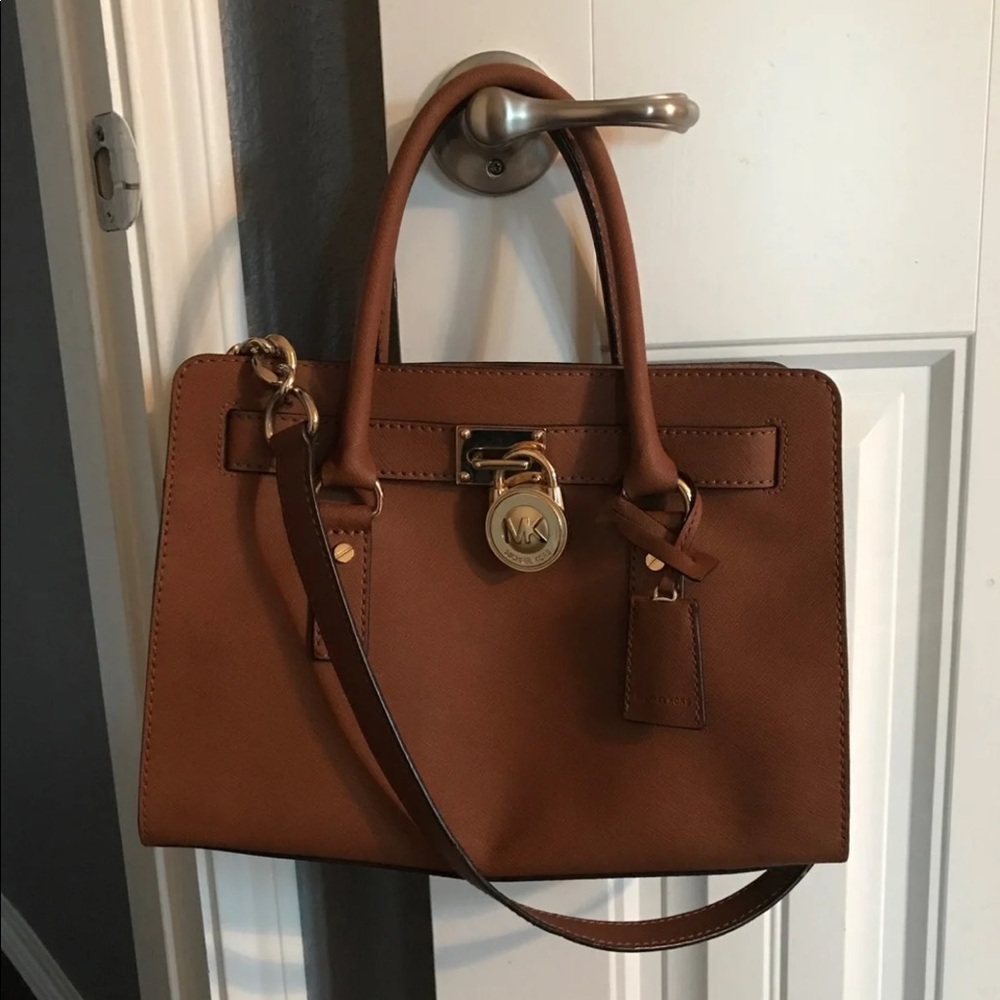 Michael Kors East West Hamilton Satchel in Luggage